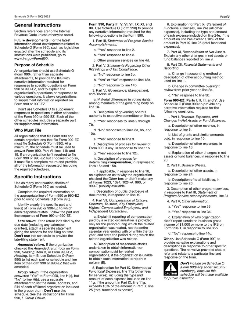 Large thumbnail of Schedule O (Form 990) - Oct 2022
