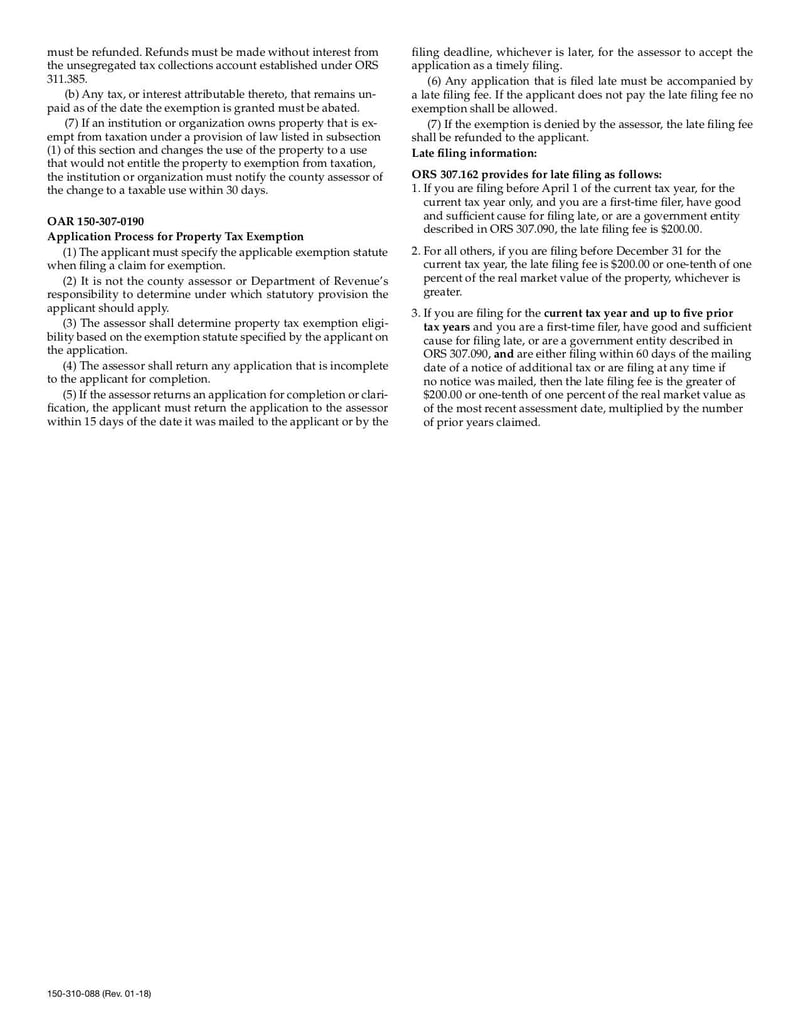 Large thumbnail of Application for Real and Personal Property Tax Exemption (Form OR-AP-RPPTE) - Jan 2018