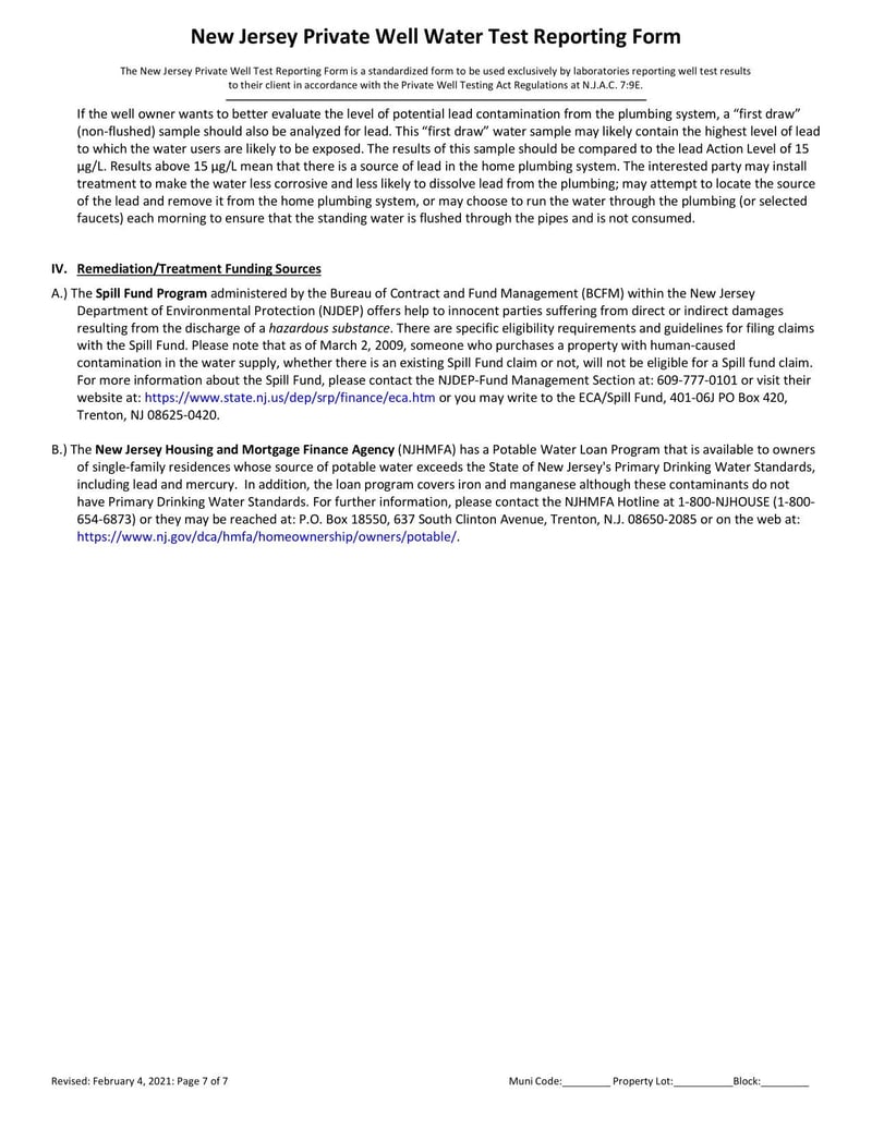 Large thumbnail of New Jersey Private Well Water Test Reporting Form