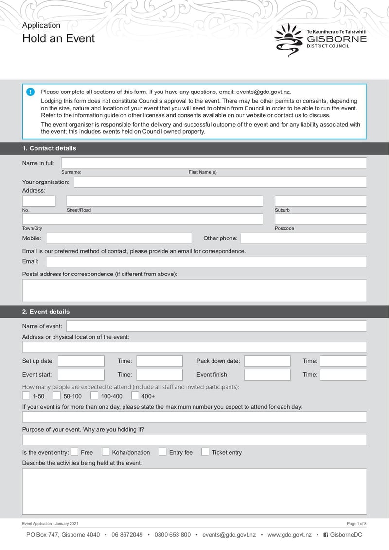 Large thumbnail of Application to Hold an Event - Jan 2021