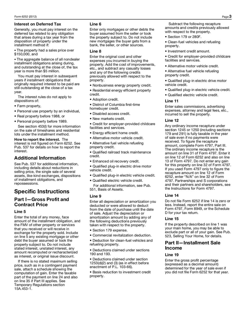 Large thumbnail of Form 6252 - Jan 2012
