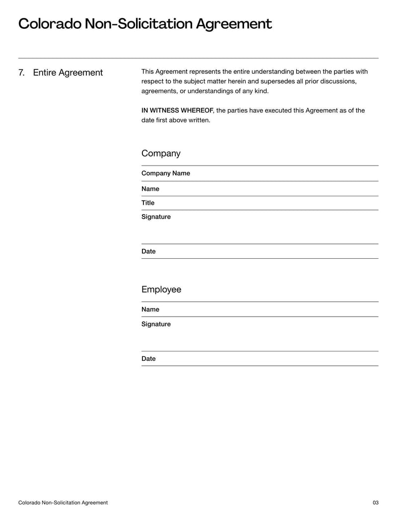 Large thumbnail of Non-Solicitation Agreement Colorado Template