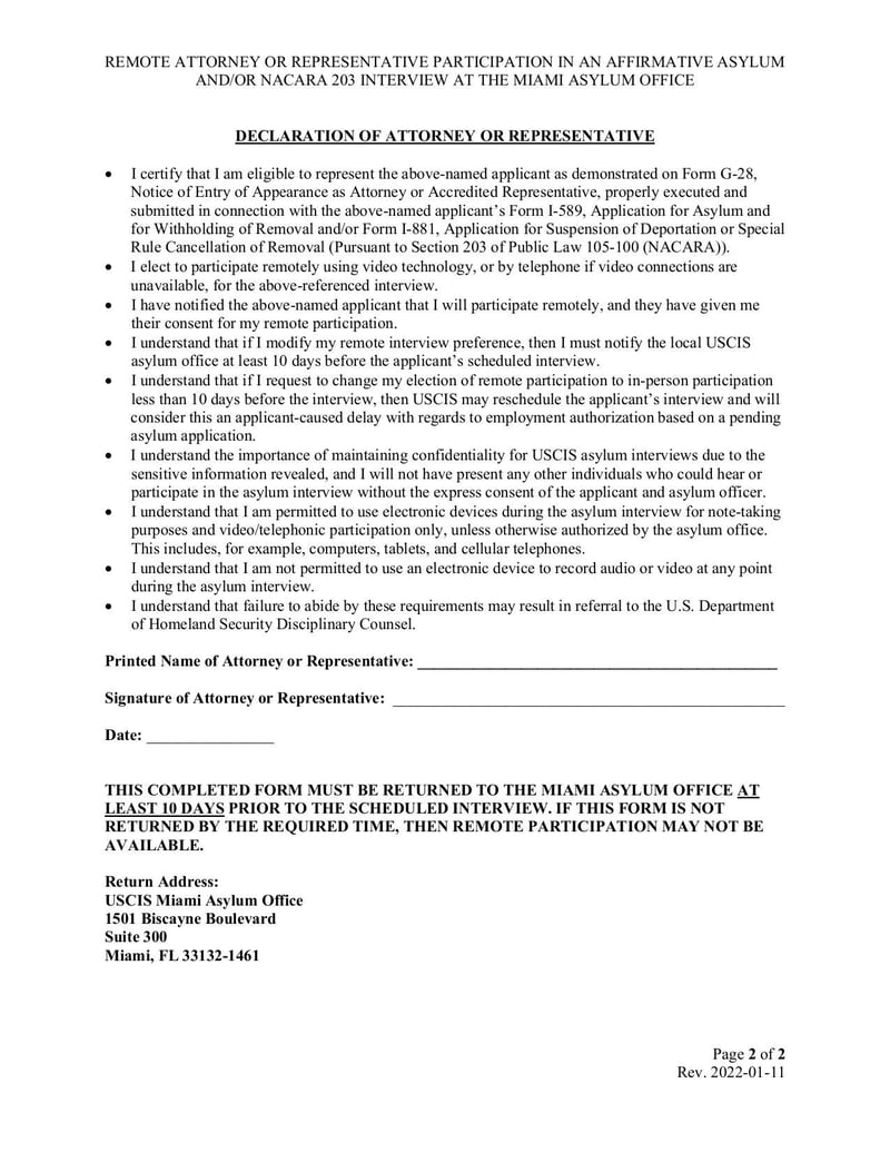 Large thumbnail of Miami Attorney Representative Remote Interview Participation Opt-In Form - Jan 2022