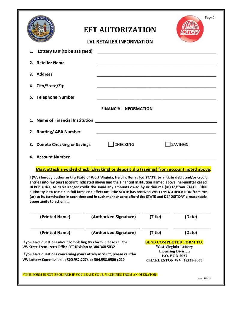 Large thumbnail of West Virginia Limited Video Lottery Retailer Initial Application