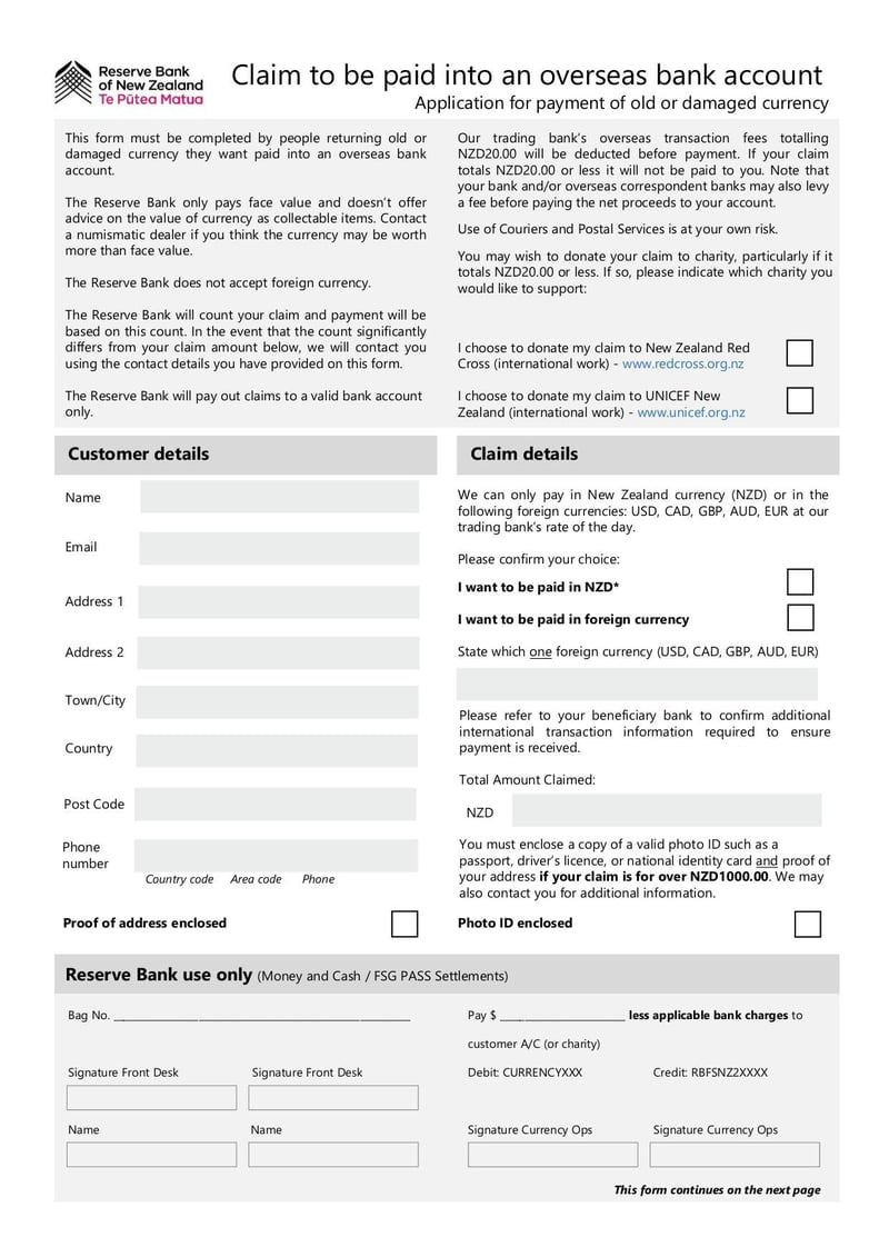 Large thumbnail of Surrendered Currency Claim Forms - Jan 2022