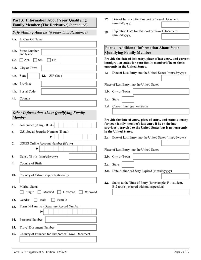 Large thumbnail of Form I-918 Supplement A - Dec 2021