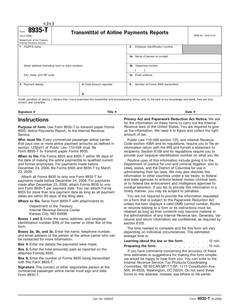Large thumbnail of Form 8935-T - Jun 2009