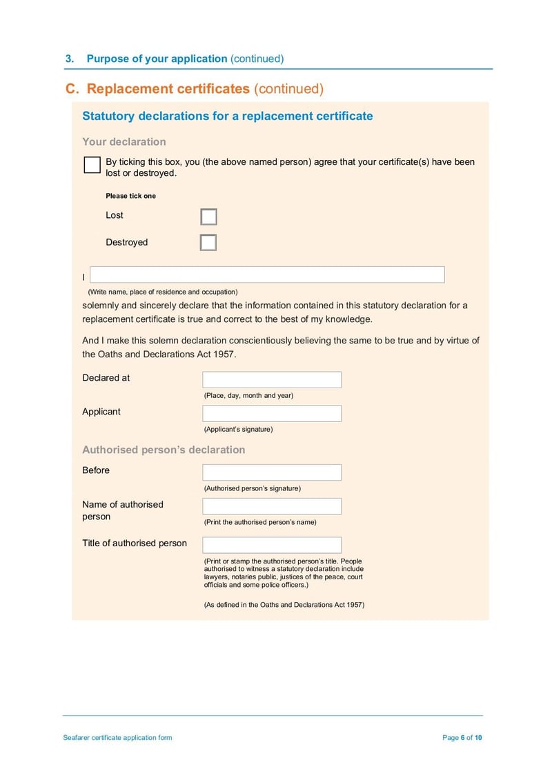 Large thumbnail of Seafarer Certificate Application Form - Oct 2020