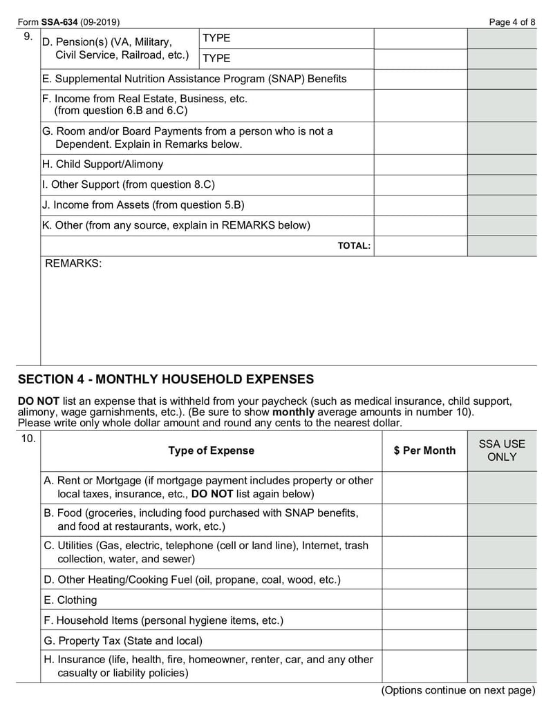 Large thumbnail of Form SSA-634 - Sep 2019