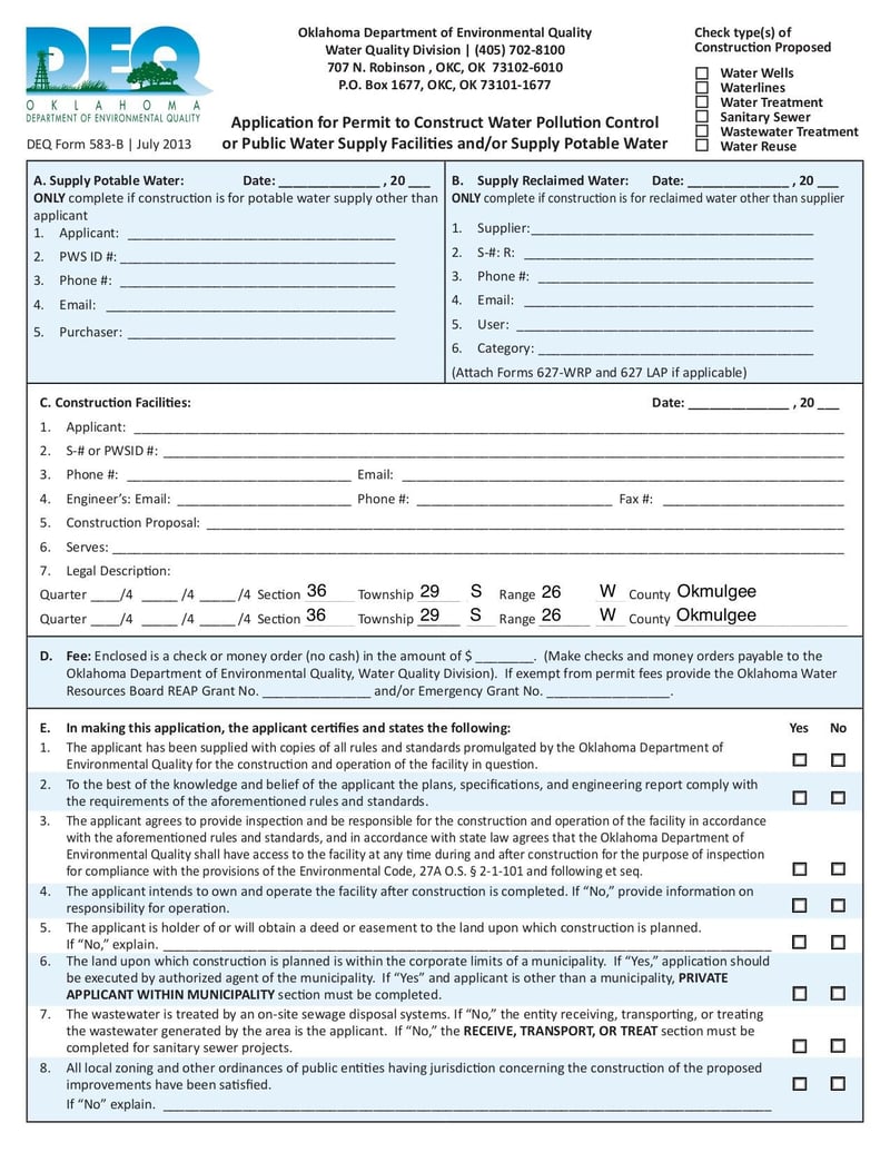 Large thumbnail of DEQ Form 583-B - Feb 2015