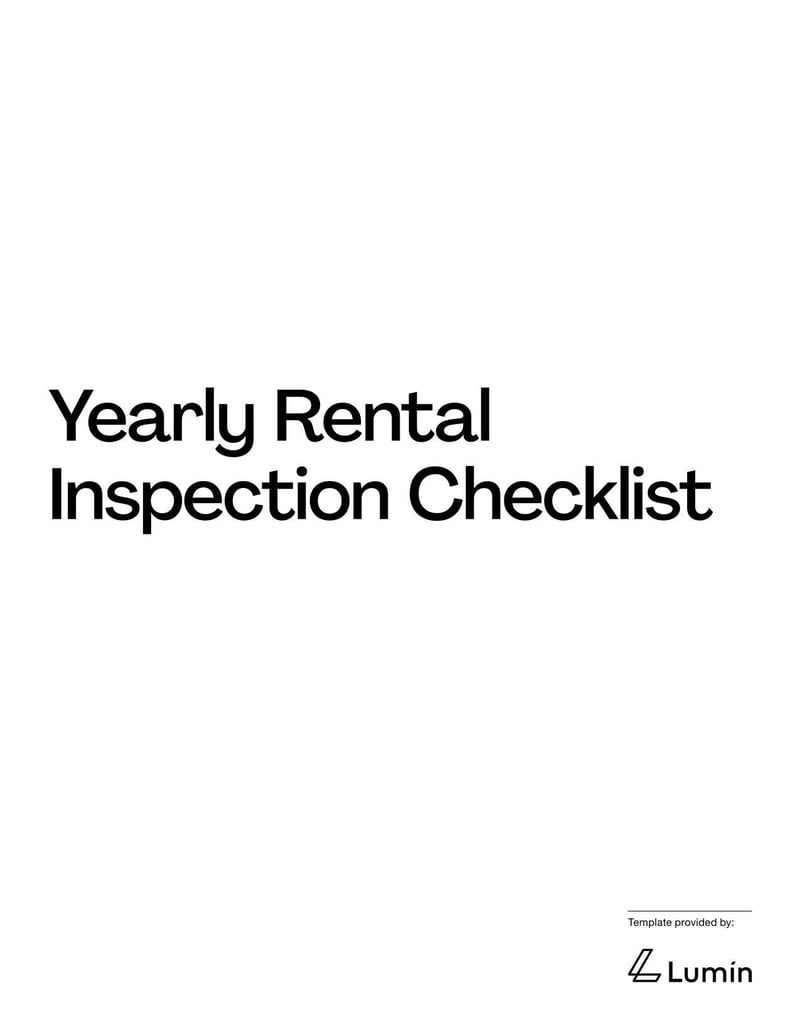 Yearly Rental Inspection Checklist for evaluating a property's condition, including structural elements, safety features, and maintenance needs