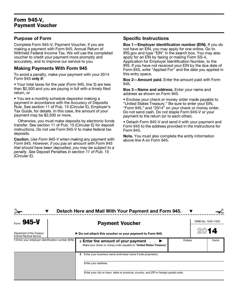 Large thumbnail of Form 945 - Oct 2014