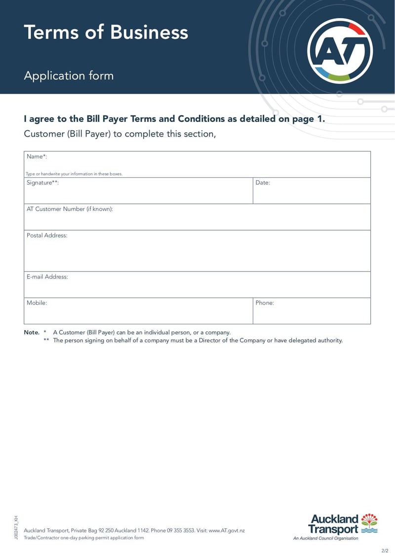 Large thumbnail of Car Terms of Business Form - Jun 2017