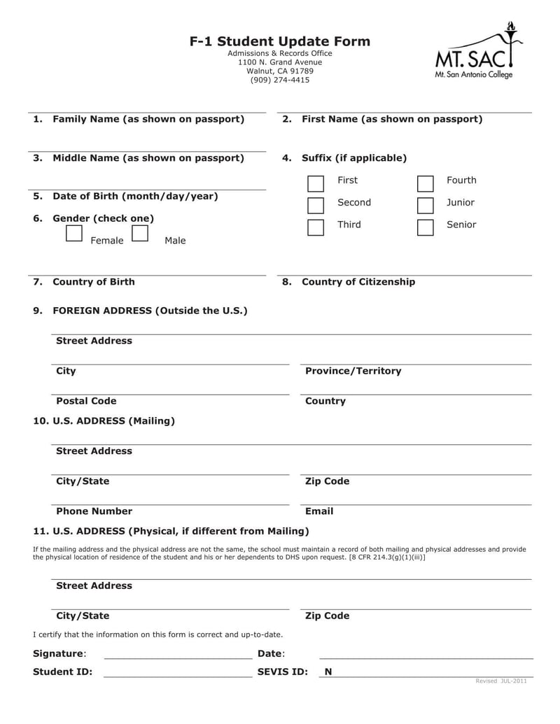 Large thumbnail of Mt. San Antonio College F-1 Student Update Form