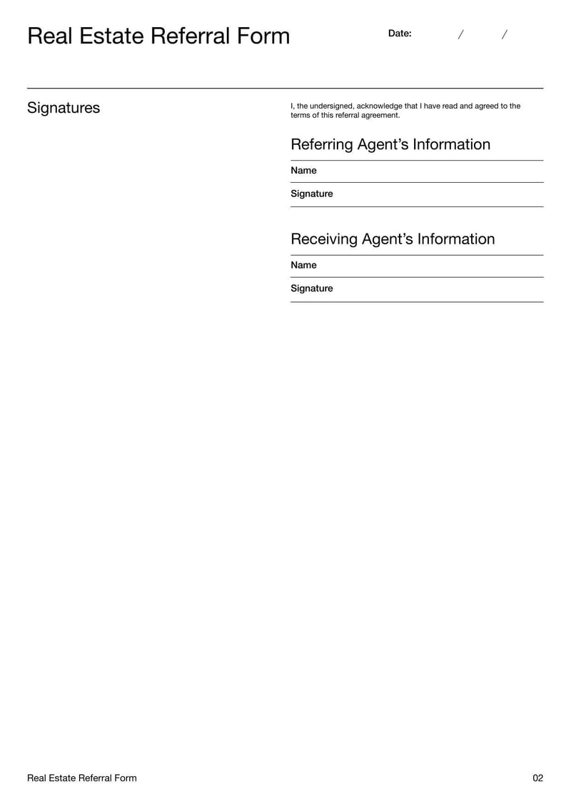 Thumbnail of Real Estate Referral Form - page 2