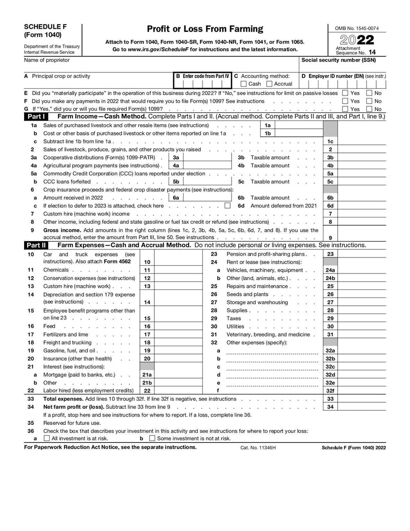 Large thumbnail of Schedule F (Form 1040) - Nov 2022