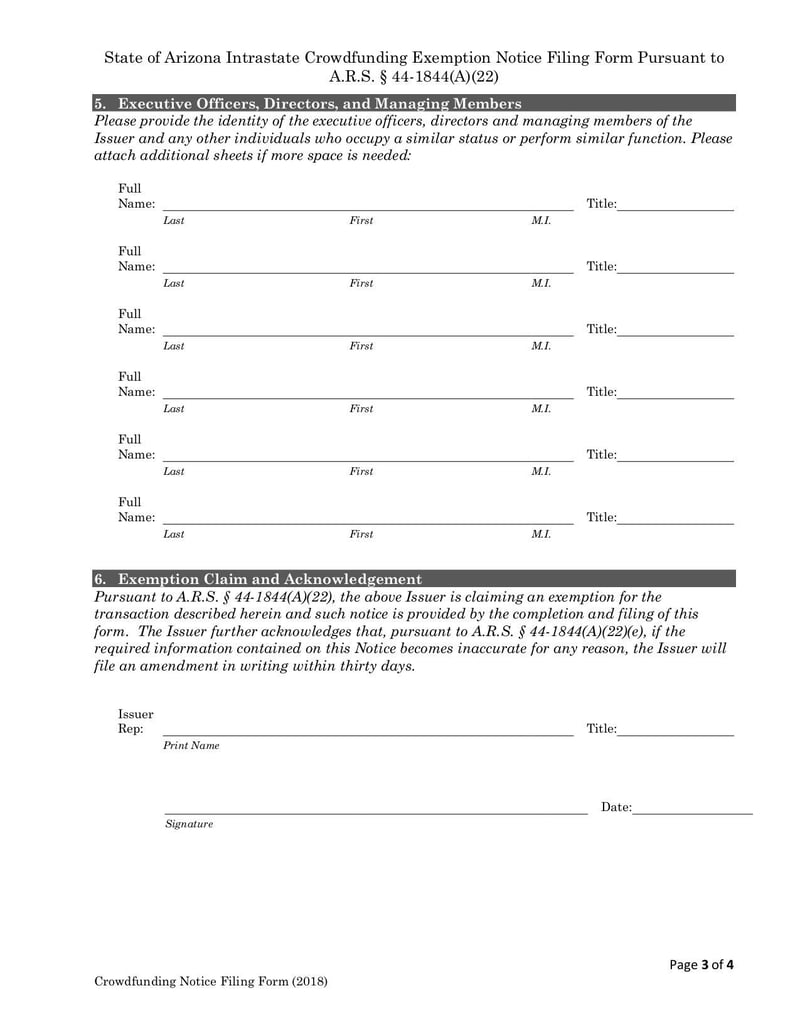 Large thumbnail of Arizona Intrastate Crowdfunding Exemption Notice - Aug 2018