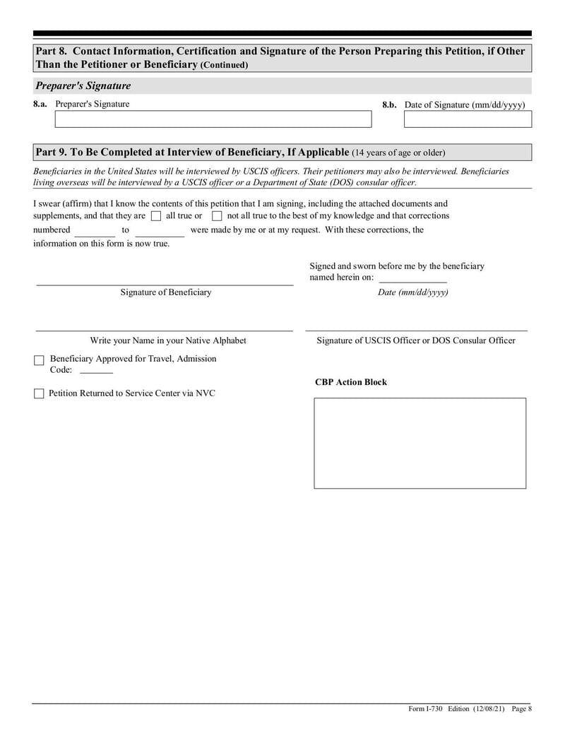 Large thumbnail of Form I-730 - Aug 2021