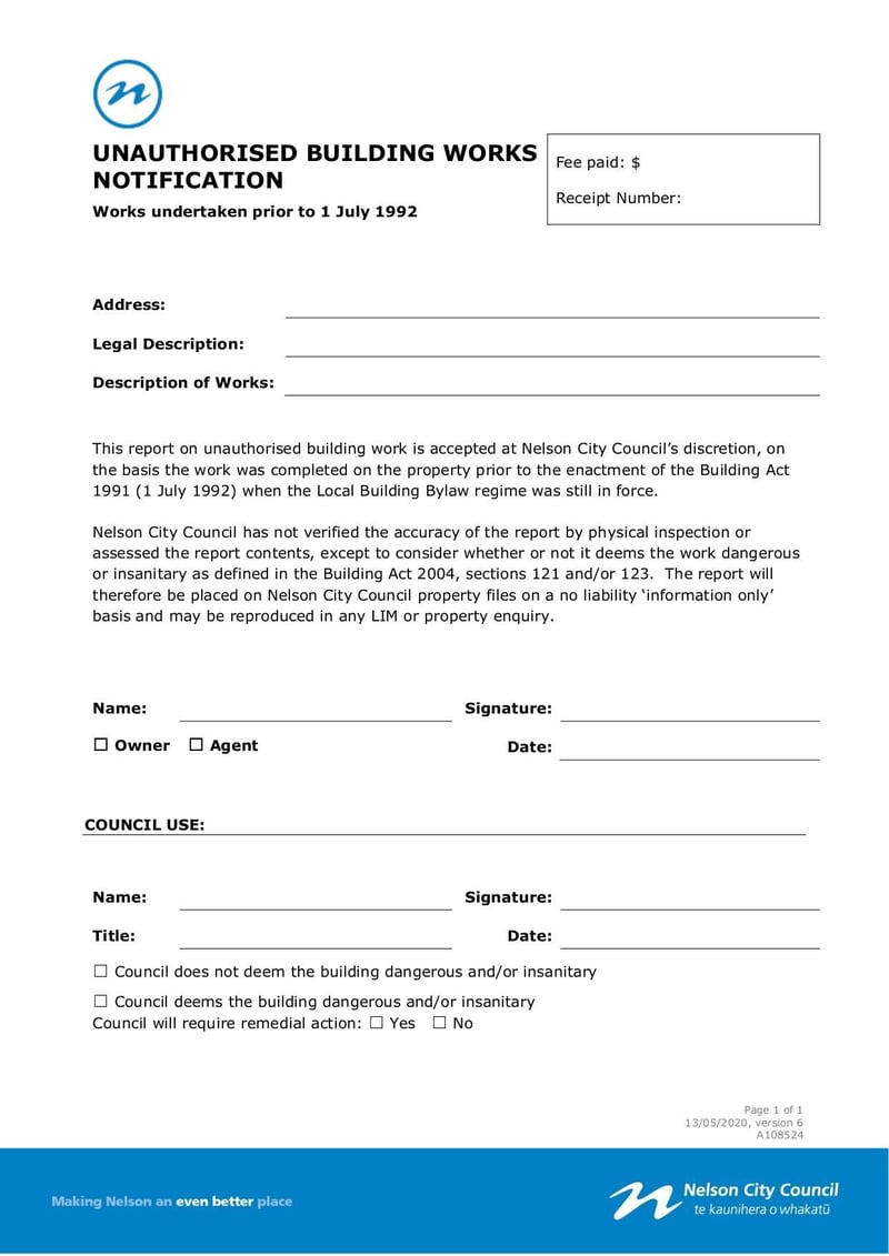 Large thumbnail of BAM 704 Unauthorised Building Works Notification Form - May 2020