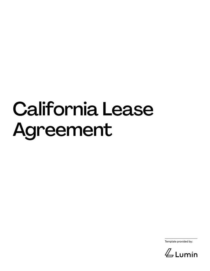 California Lease Agreement for rental terms in California