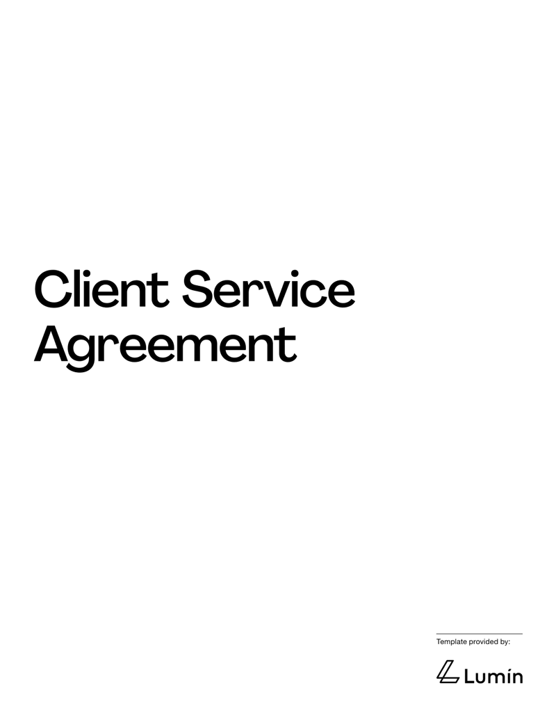 Client Service Agreement covering scope of services, fees, responsibilities and dispute resolution