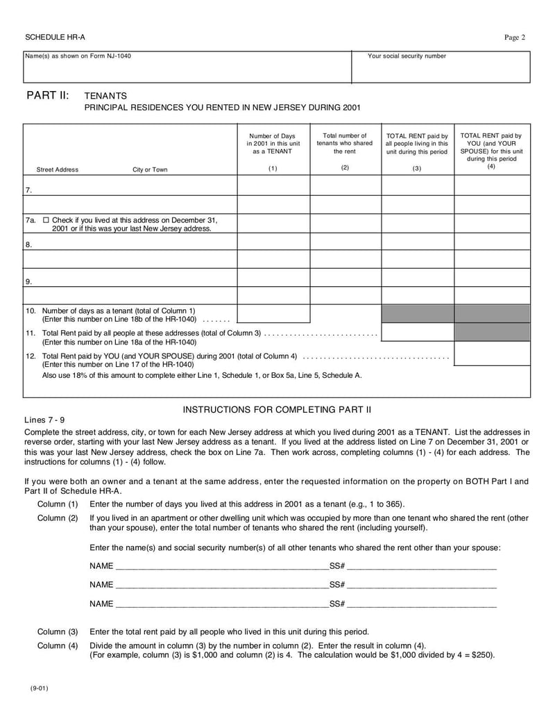 Large thumbnail of Schedule HR-A for the Homestead Rebate - Apr 2007