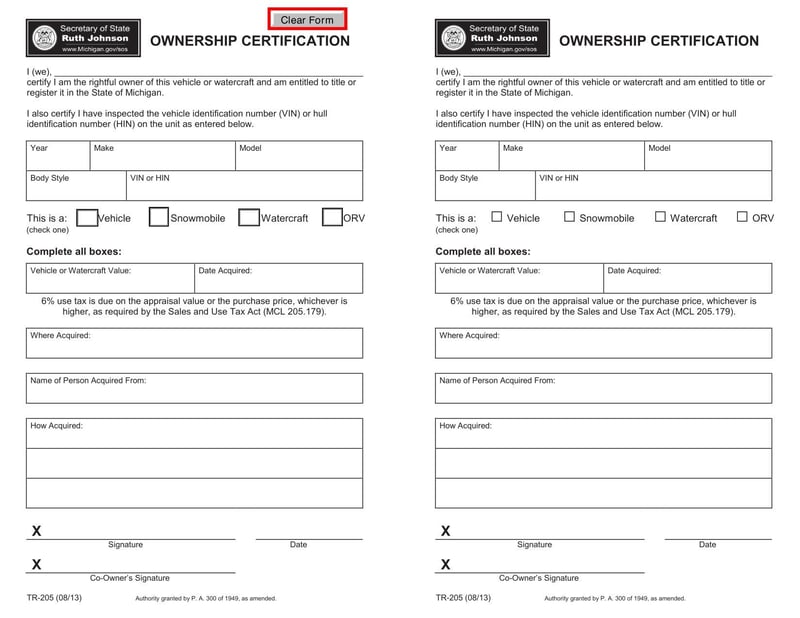 Large thumbnail of Form TR-205 (2013)