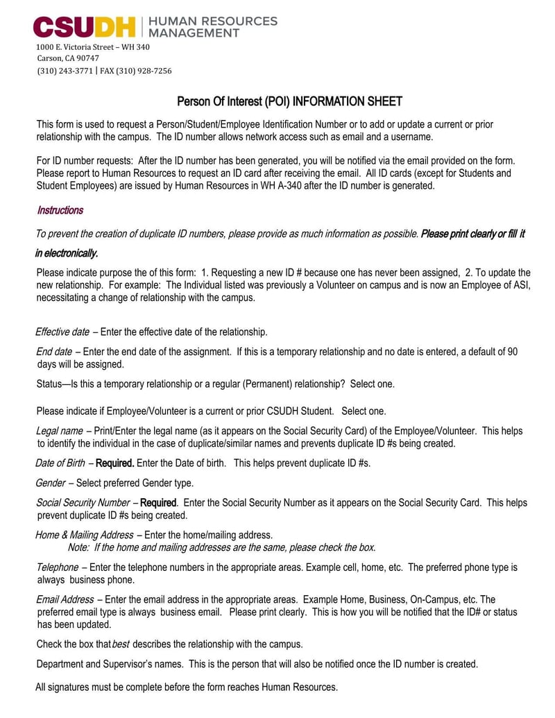 Large thumbnail of CSUDH Person of Interest (POI) Information Sheet