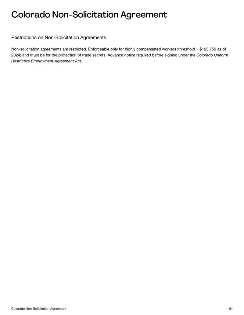 Large thumbnail of Non-Solicitation Agreement Colorado Template