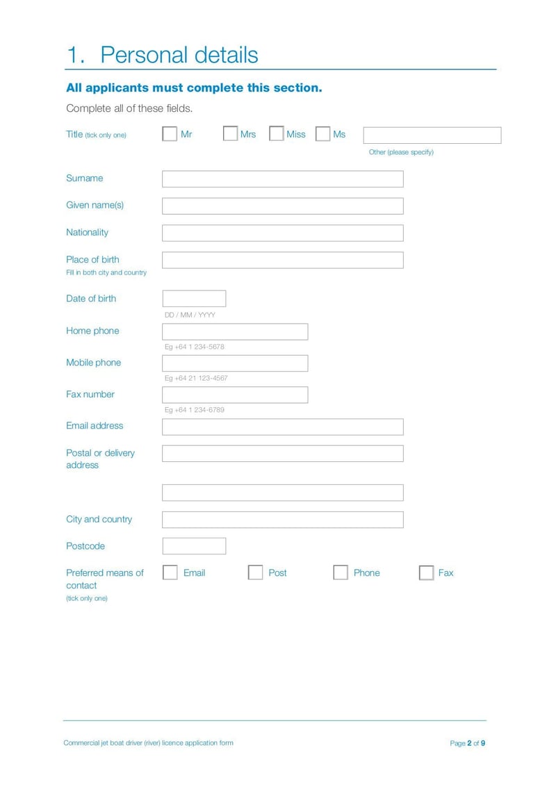 Large thumbnail of Commercial Jet Boat Driver (River) Licence Application Form - Jul 2019