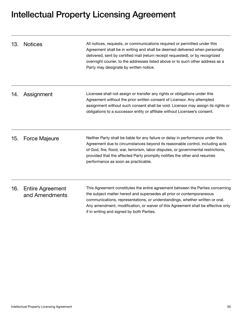 Intellectual Property Licensing Agreement defining license scope, royalties, ownership rights, and confidentiality obligations