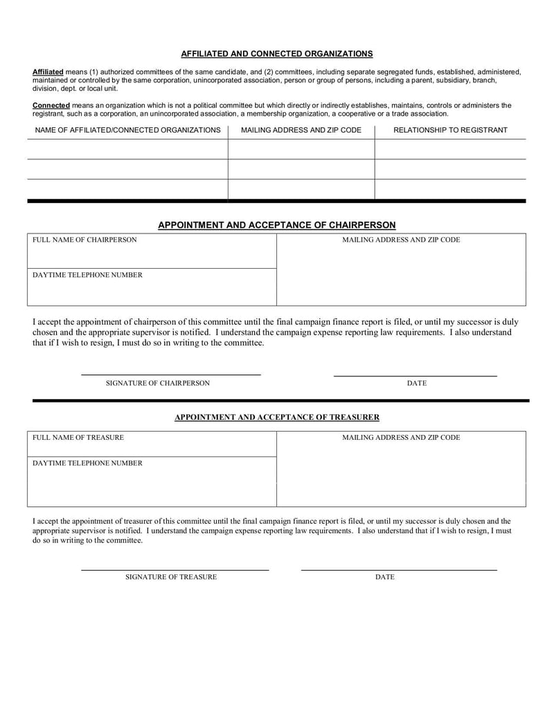 Large thumbnail of Political Committee Registration Statement - Oct 2001