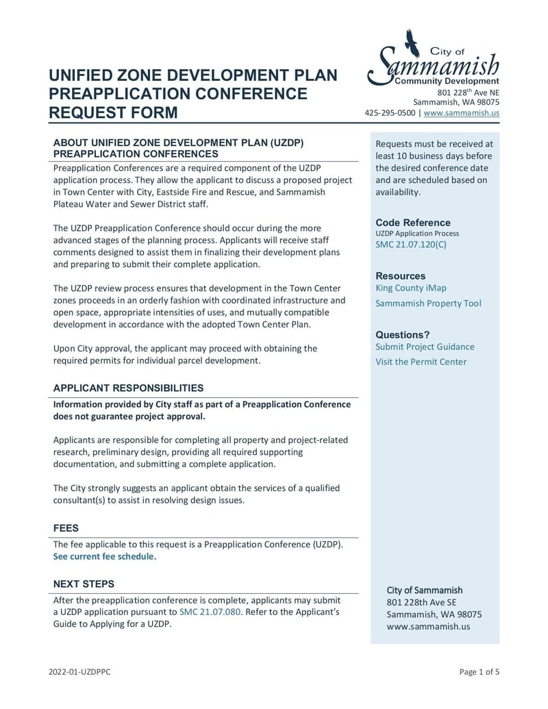 Large thumbnail of UZDP Preapplication Conference Request Form - May 2022