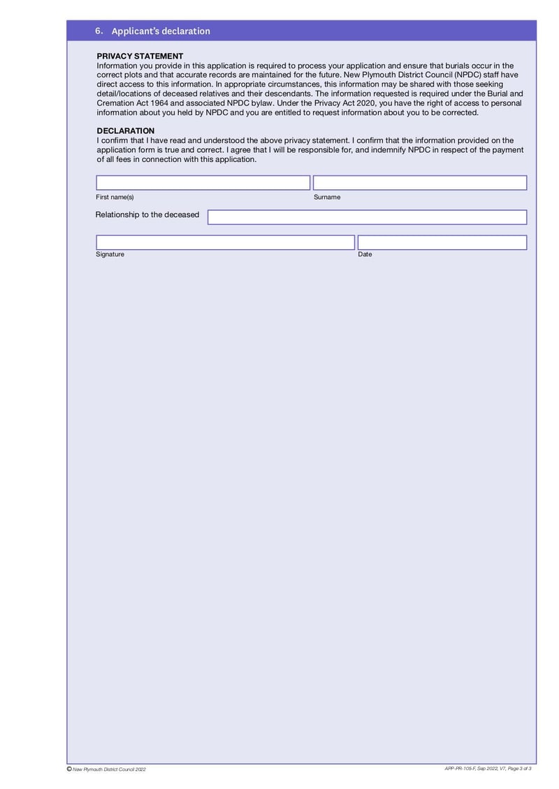 Large thumbnail of Form 105 Burial Application - Sep 2022