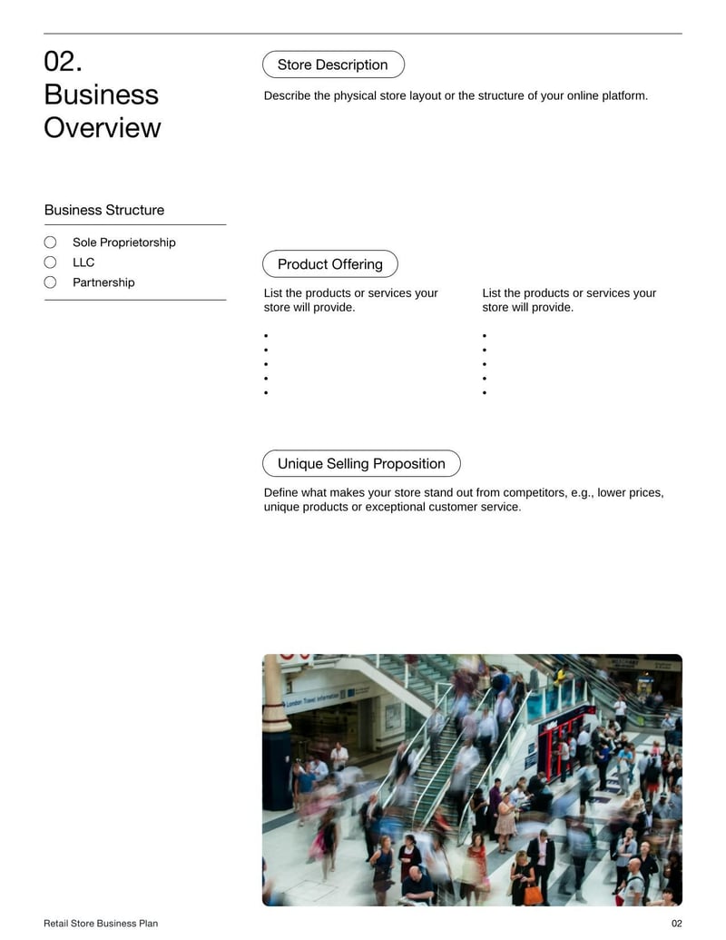 Retail Store Business Plan Template for managing and funding a retail business
