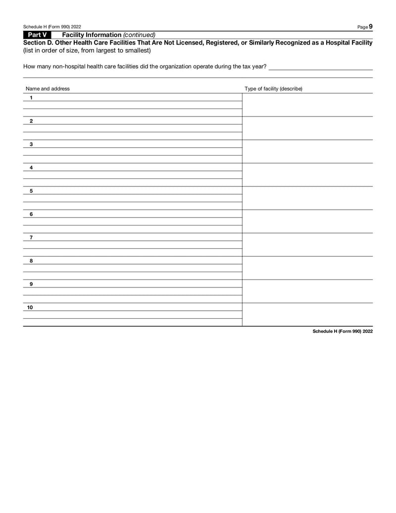 Large thumbnail of Schedule H (Form 990) - Jan 2022