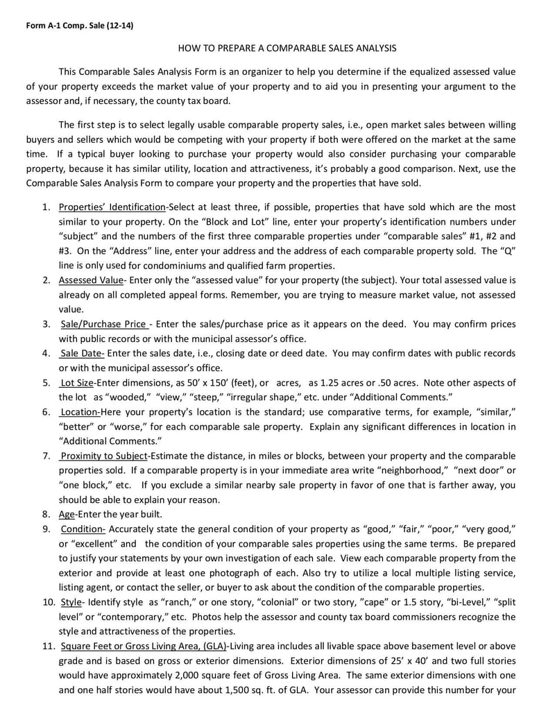 Large thumbnail of Form A-1 Comparable Sales Analysis - Dec 2014