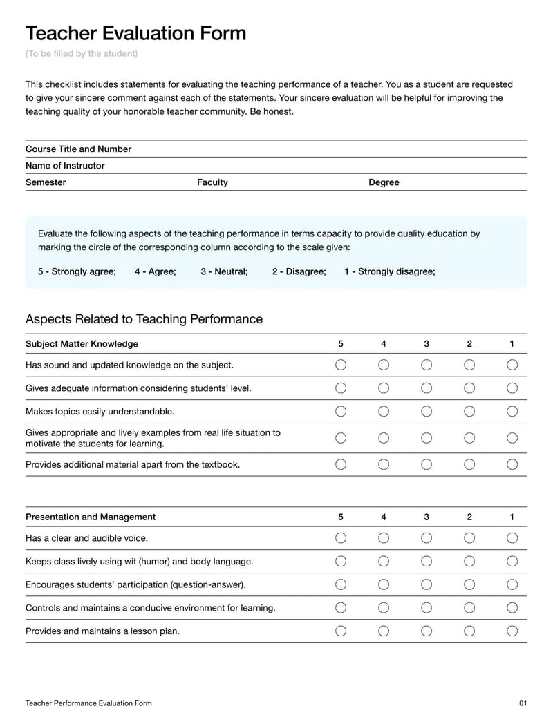 Large thumbnail of Teacher Evaluation Form Template