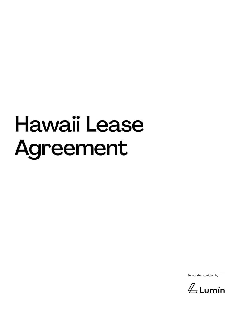 Lease Agreement Hawaii for rental terms in Hawaii