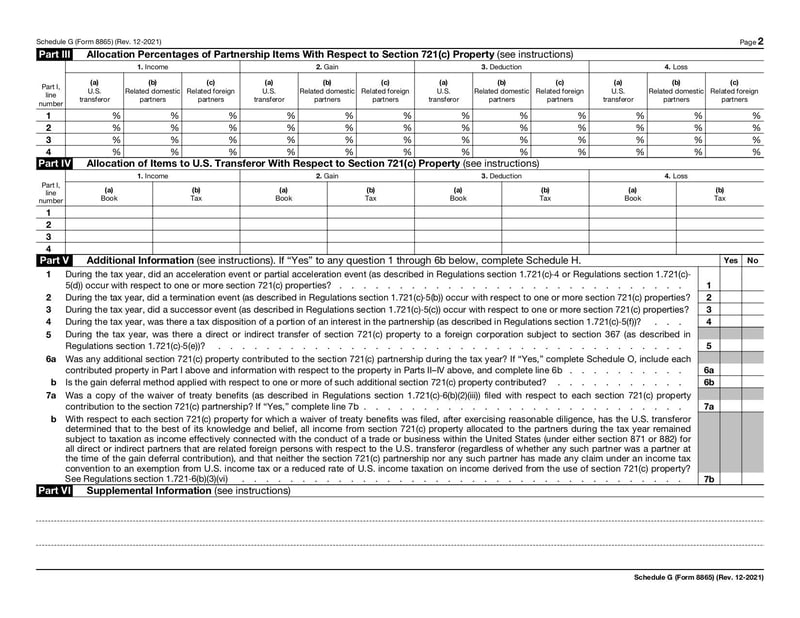 Large thumbnail of Schedule G (Form 8865) - Dec 2021