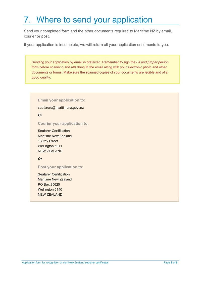 Large thumbnail of Application Form for Recognition of Non-New Zealand Seafarer Certificates - Aug 2020