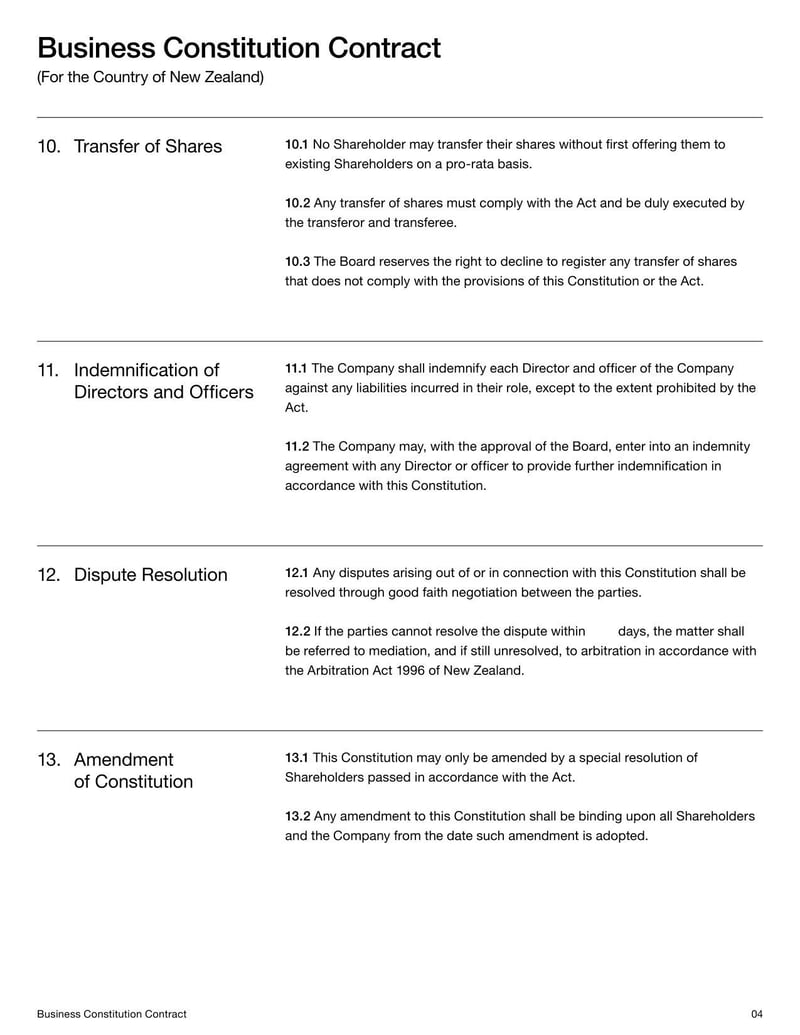 Constitution of Business for New Zealand to define company structure