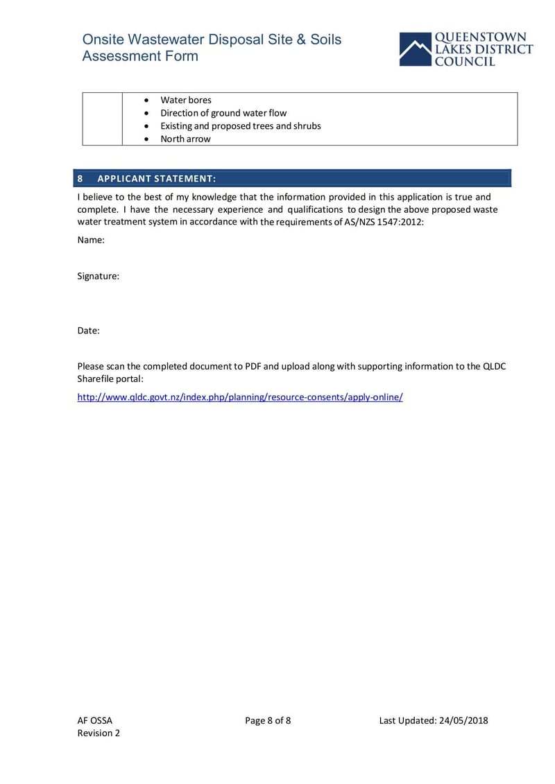Large thumbnail of AF Ossa Onsite Watewater Disposal Site Soils Assessment Form Rev 2 - May 2018
