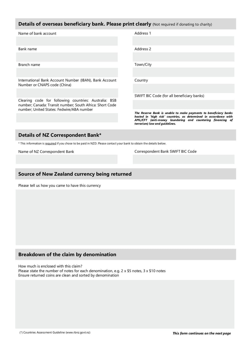 Large thumbnail of Surrendered Currency Claim Forms - Jan 2022