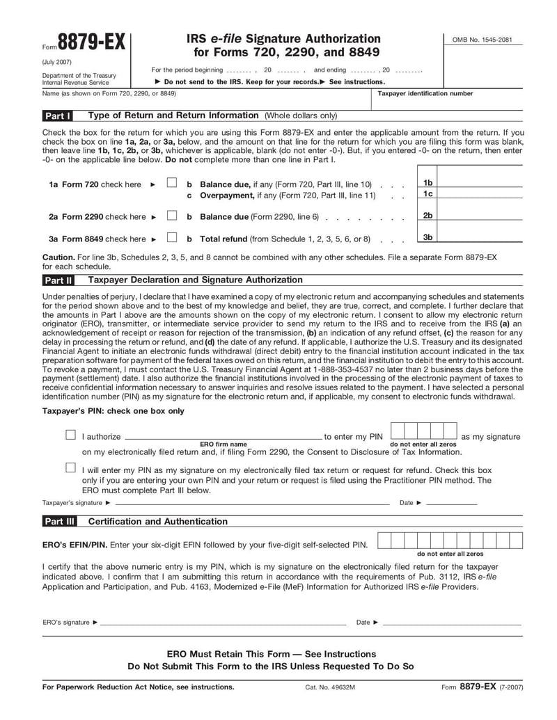 Large thumbnail of Form 8879-EX - Jul 2008