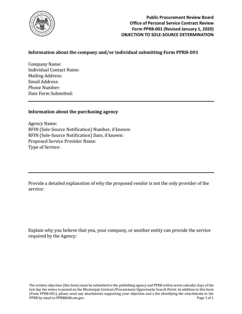 Large thumbnail of Objection to Sole-Source Determination - Jan 2020