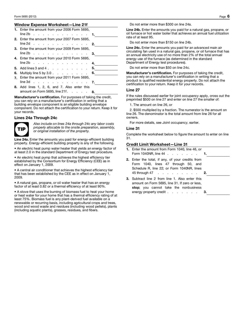 Large thumbnail of Form 5695 - Jan 2013