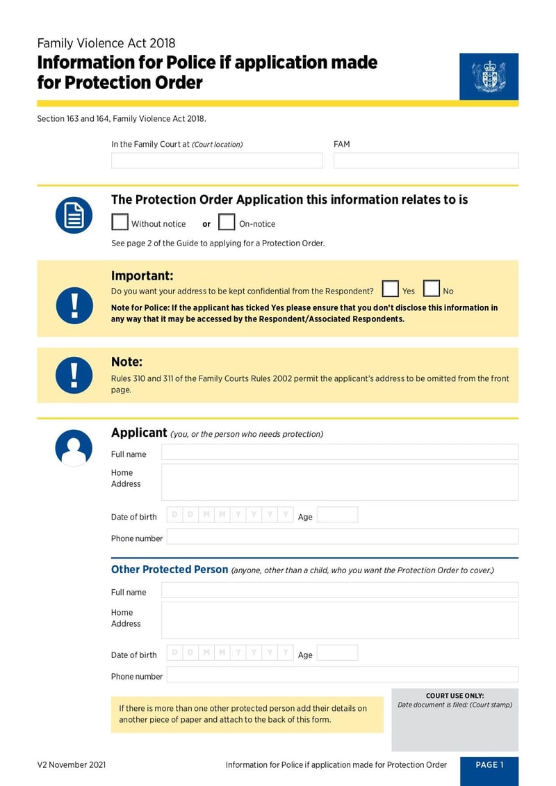 Large thumbnail of Information for Police if Application Made for Protection Order - Nov 2021