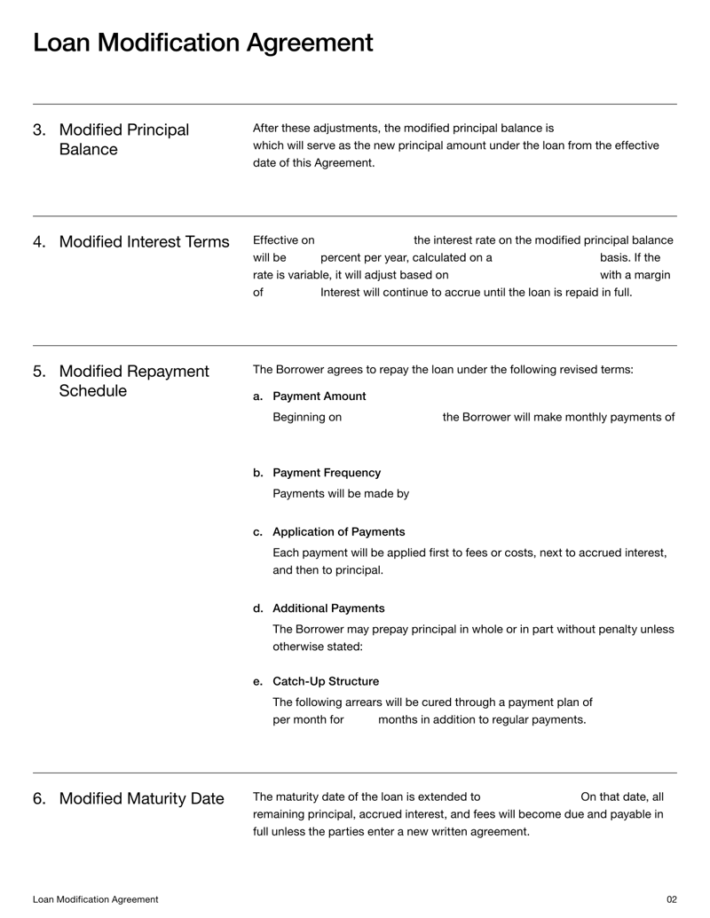 Loan Modification Agreement adjusting repayment terms between borrower and lender under US law
