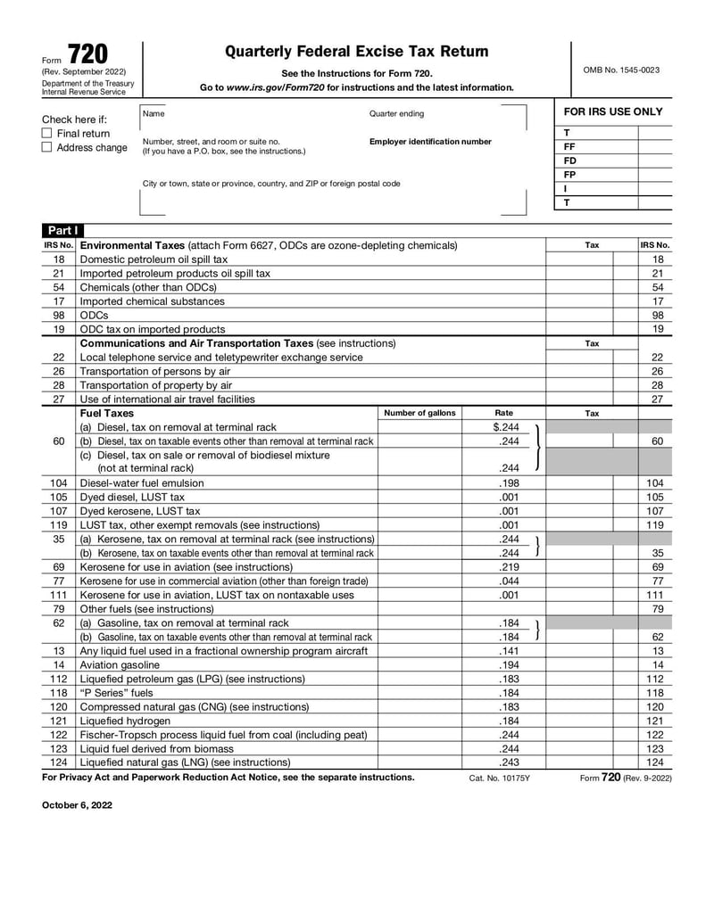 Large thumbnail of Form 720 - Sep 2022